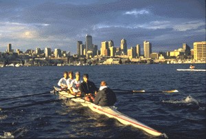 Residents Rowing in Lake Union