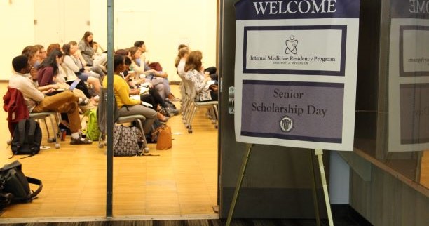 Senior scholarship day sign outside the event