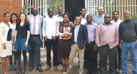 Helen Jack, MD (3rd from left) with her students at University of Zimbabwe